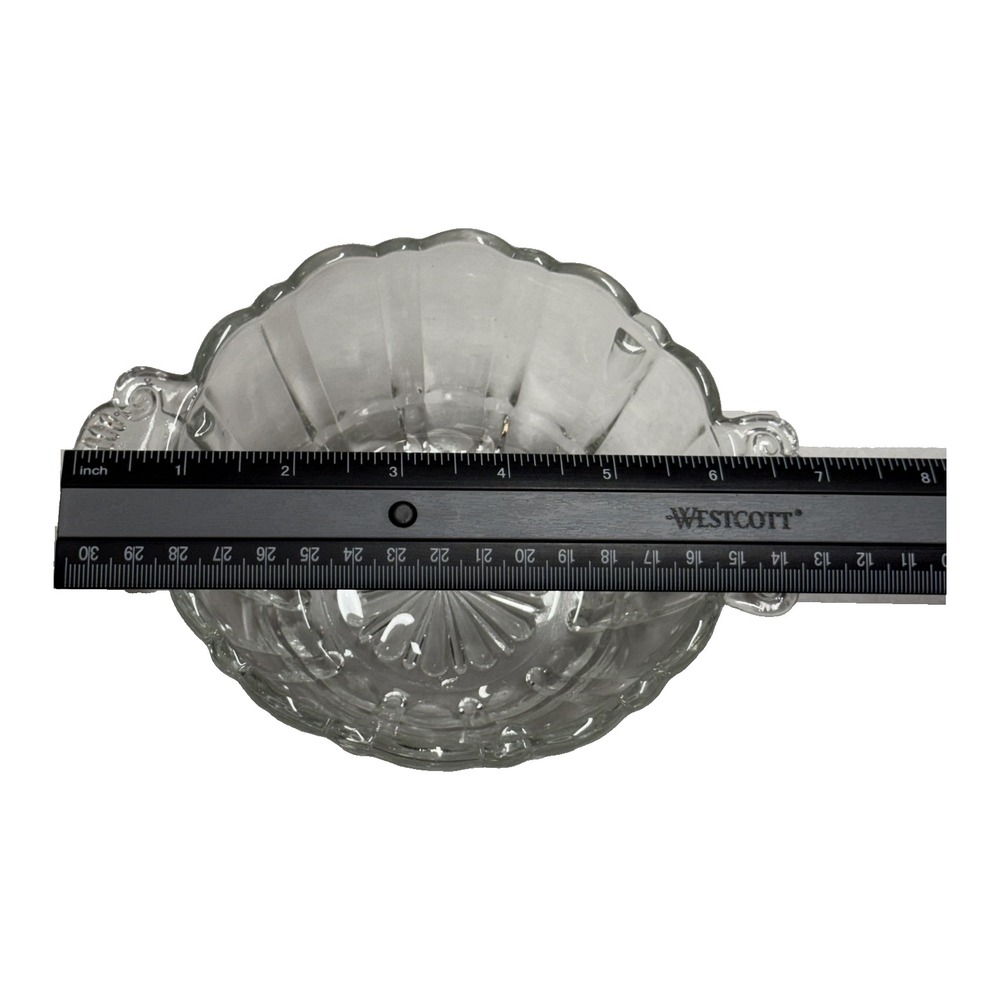 Vintage Pressed Glass Candy Dish Footed Bowl Scroll Handles - Picture 6 of 8